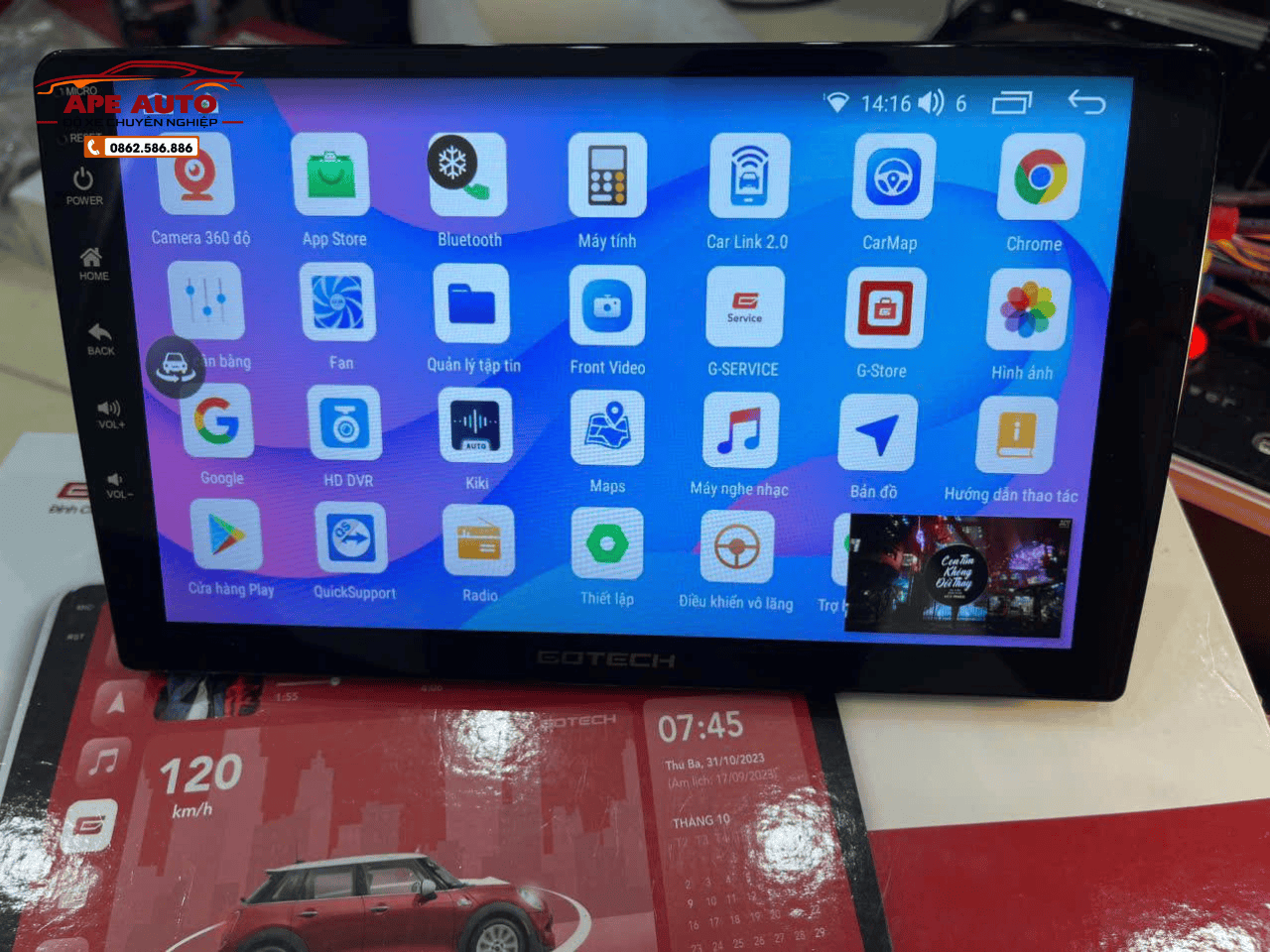 lap man hinh o to gotech ninh binh